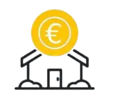Symbol eines Hauses mit Eurozeichen für Immobilienbewertung